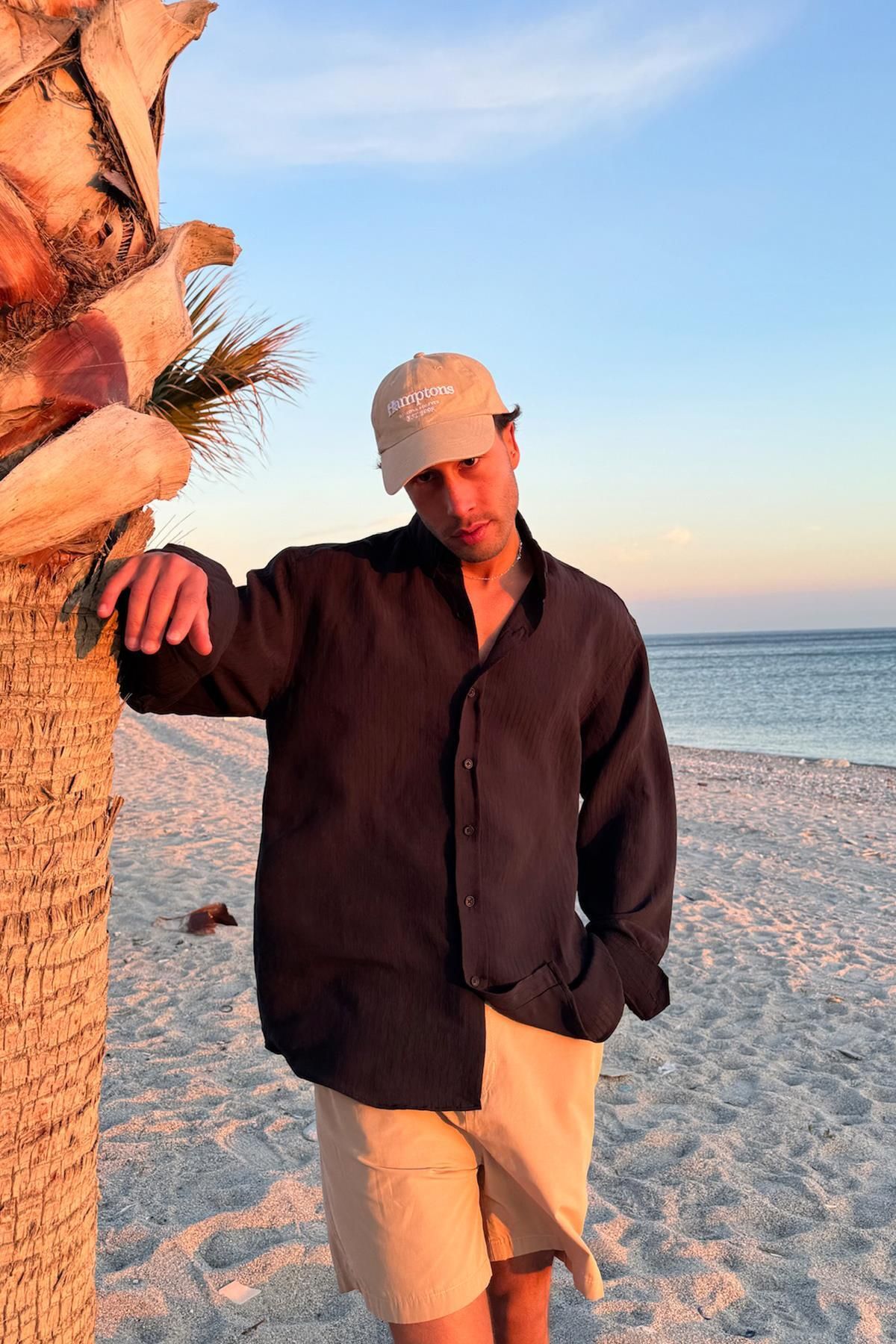 Flaw Wear-قميص أسود طويل الأكمام مخطط ومتدفق 3