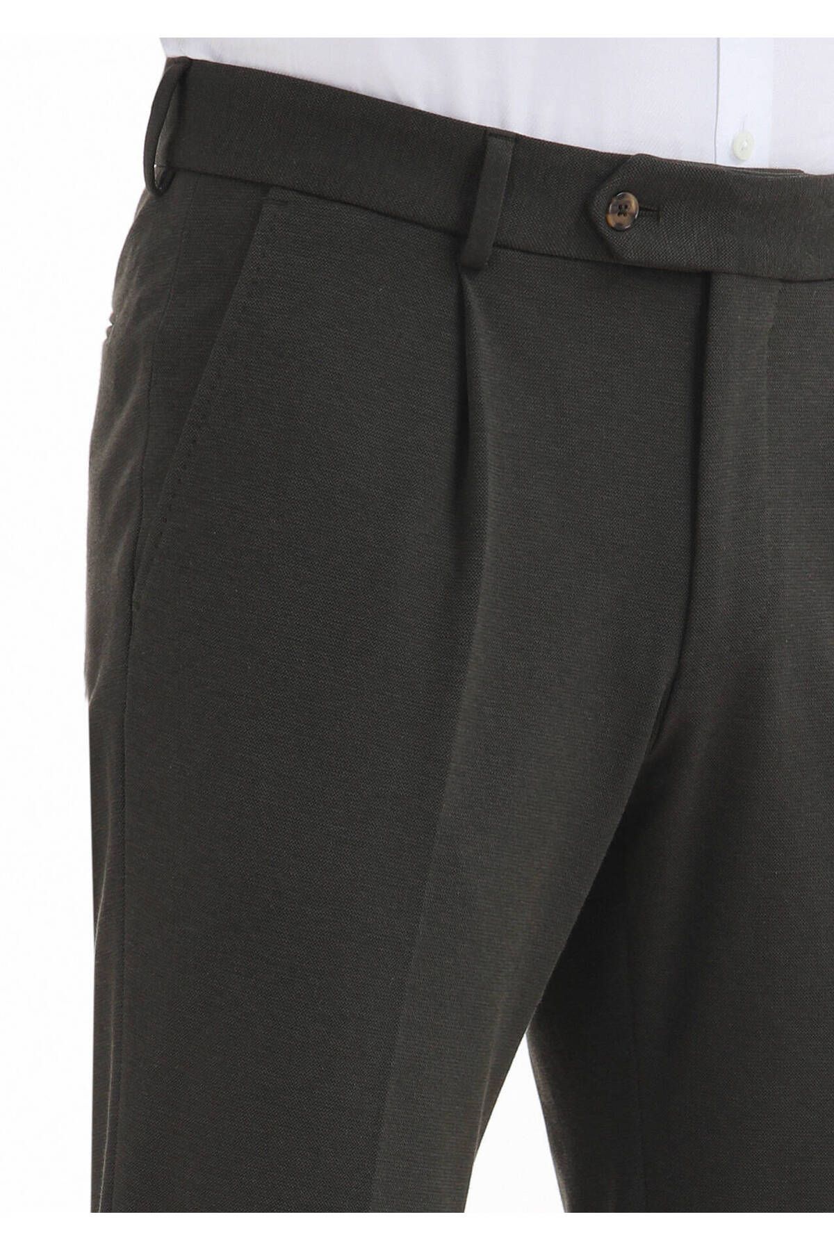 Ramsey-بدلة محبوكة من مزيج القطن باللون الكاكي Slim Fit Zeroweight 4