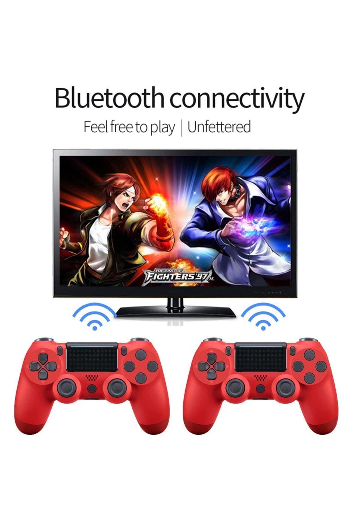 FlashHawk-Bluetooth Wireless Game Controller for PS4/PC/iOS/Android with Dual Vibration,Headphone Jack - Red 4
