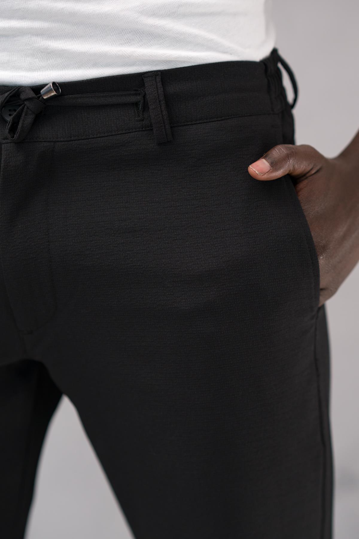ADVANTE-Παντελόνι Jogger Dobby Slimfit Cotton Lycra με ελαστική μέση και κλωστή 5