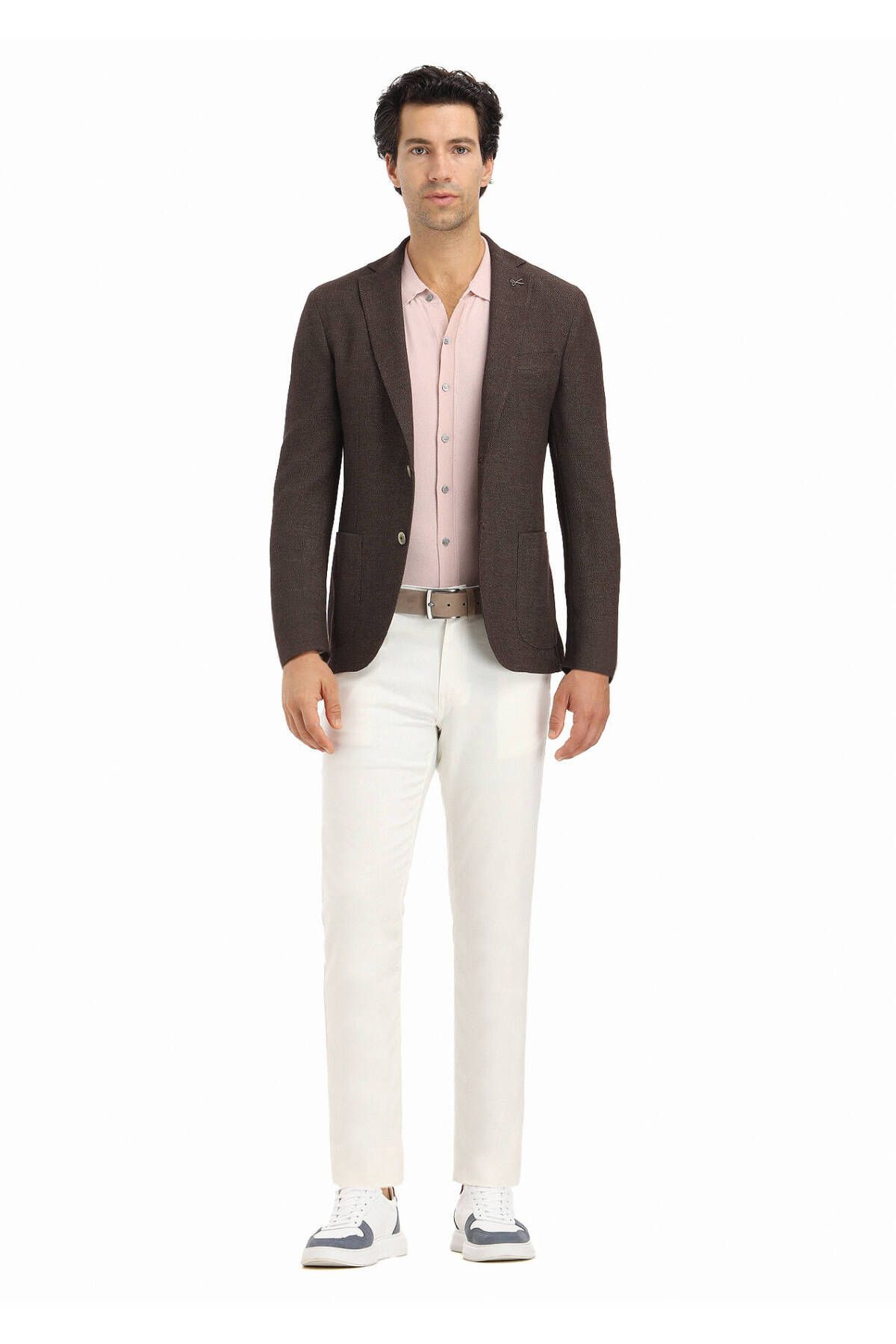 Ramsey-Ecru Slim Fit Cotton Blended Casual Trousers 6