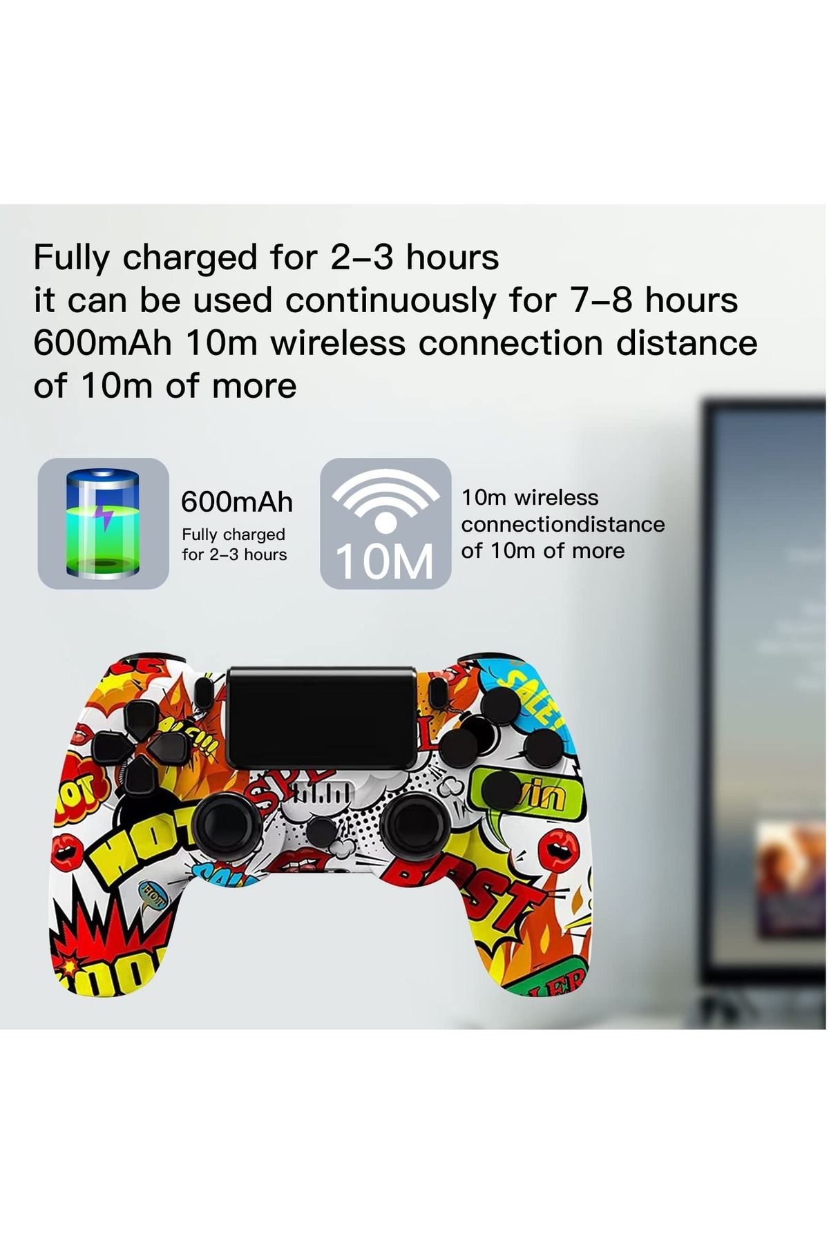 FlashHawk-Camouflage Wireless Controller for PlayStation 4/PC/Steam with Gyroscope and Dual Vibration 6
