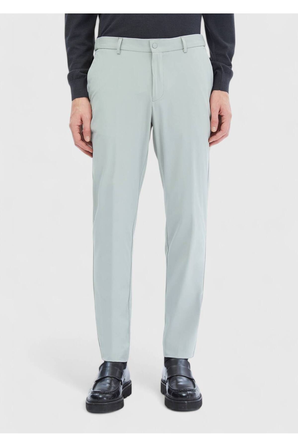 Ramsey-Μπεζ ίσιο πλεκτό παντελόνι Jogging Fit Casual 2