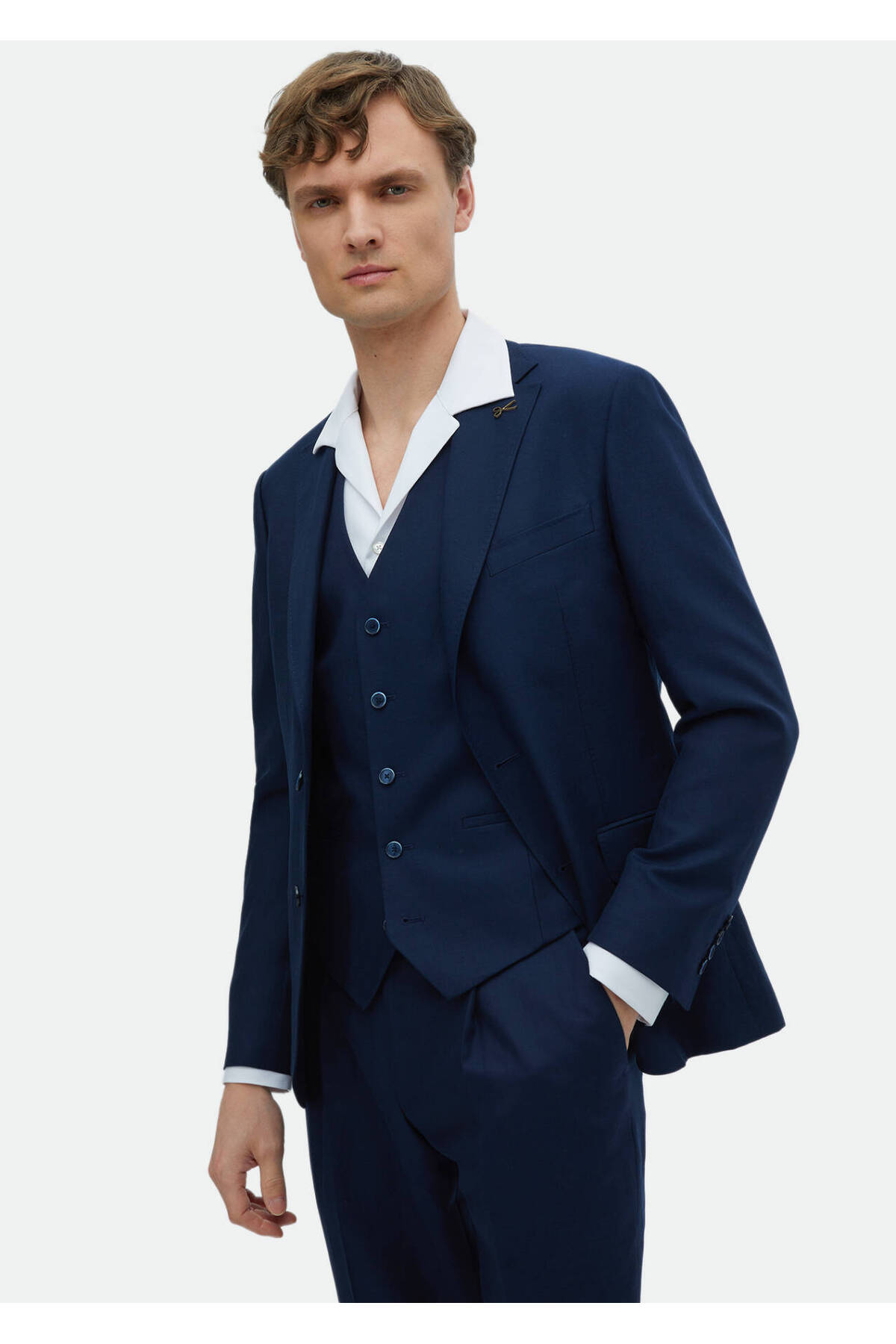 Navy Blue Vest Suit