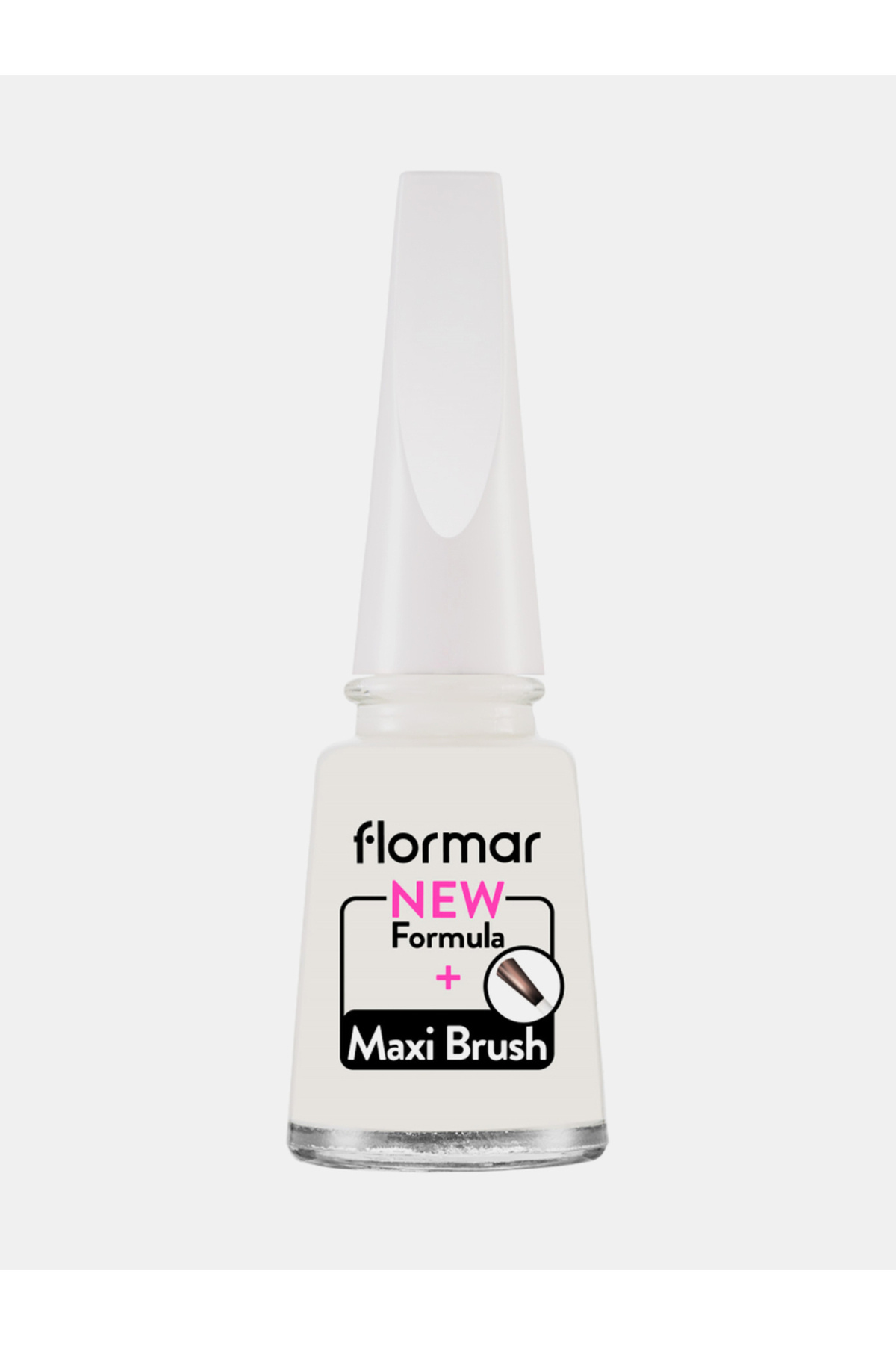 Flormar New Formula Maxi Brush Nail Enamel, 319 White Dance