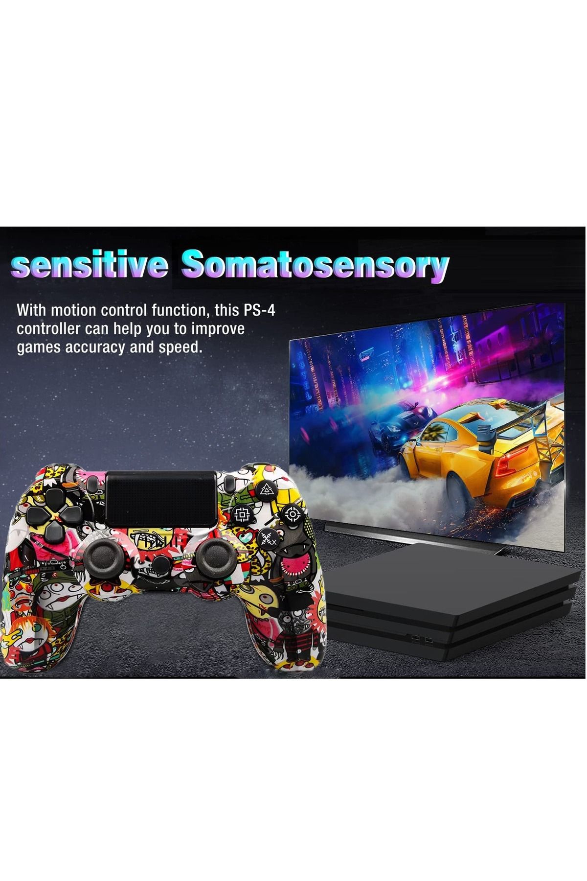 FlashHawk-Camouflage Wireless Controller for PlayStation 4/PC/Steam with Gyroscope and Dual Vibration 6
