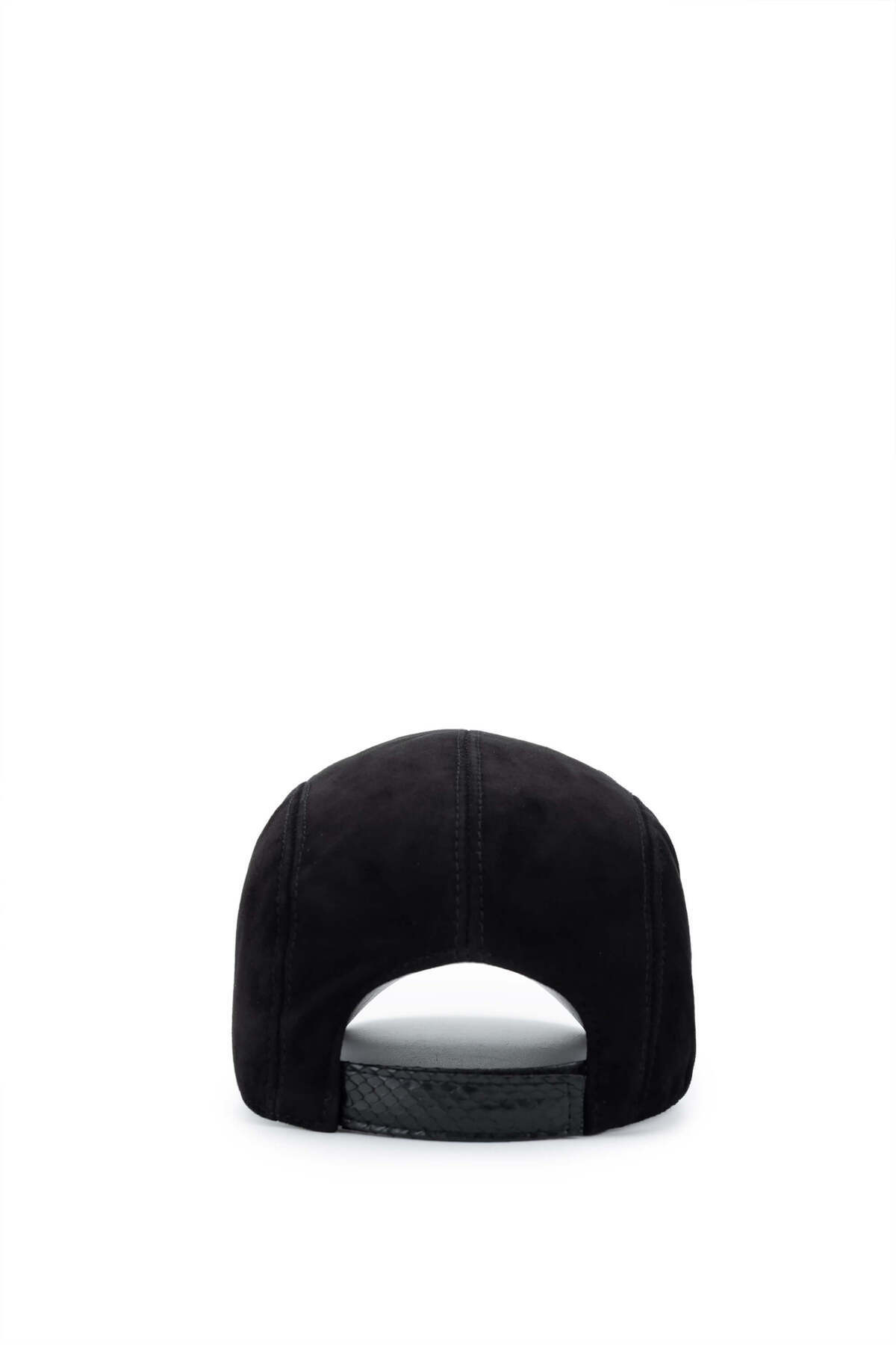 Tamer Tanca-Men Genuine Leather Black Suede Baseball Cap 4