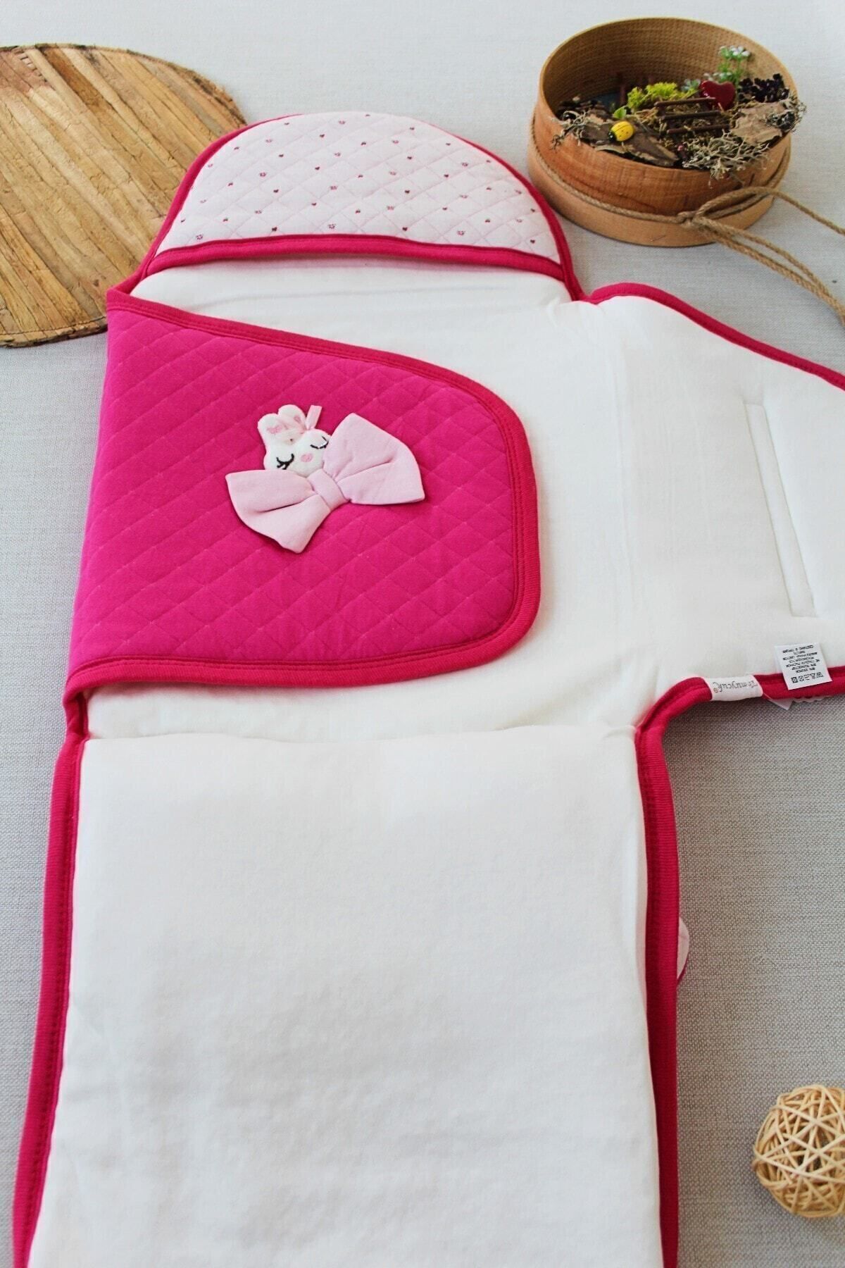 Tomuycuk Pembe Kız Bebek Battaniyesi & Dış Kundak - %100 Pamuk Yenidoğan Ayaklı Uyku Tulumu fotoğrafı 7 (önizleme)