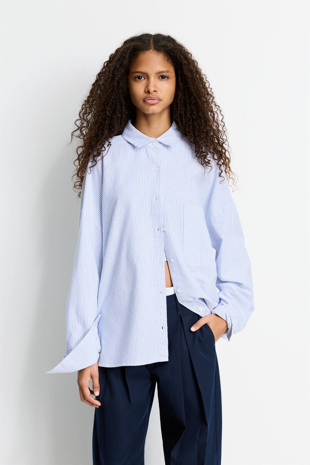 Pull & Bear-Striped shirt with pocket 2