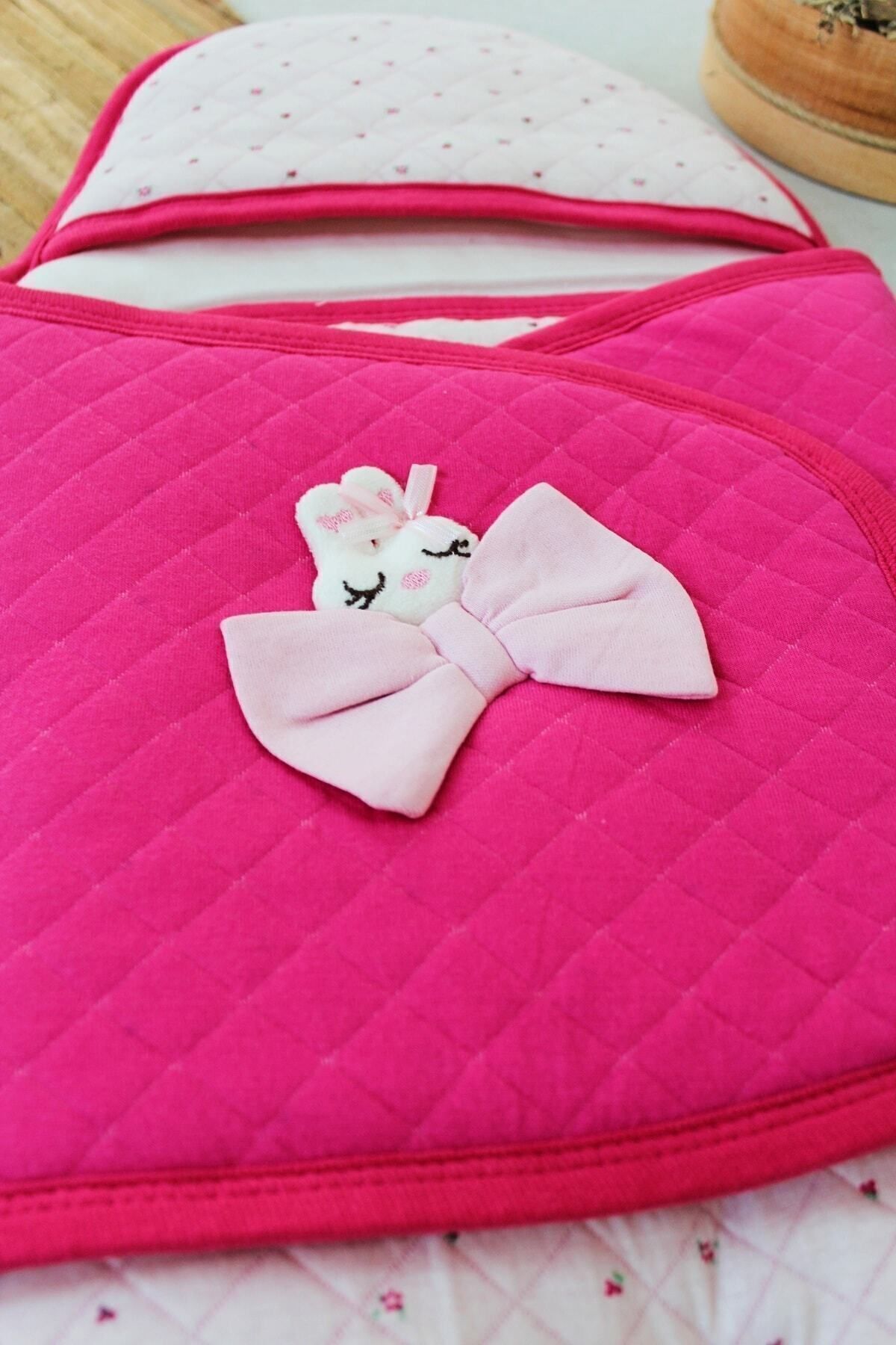 Tomuycuk Pembe Kız Bebek Battaniyesi & Dış Kundak - %100 Pamuk Yenidoğan Ayaklı Uyku Tulumu fotoğrafı 5 (önizleme)