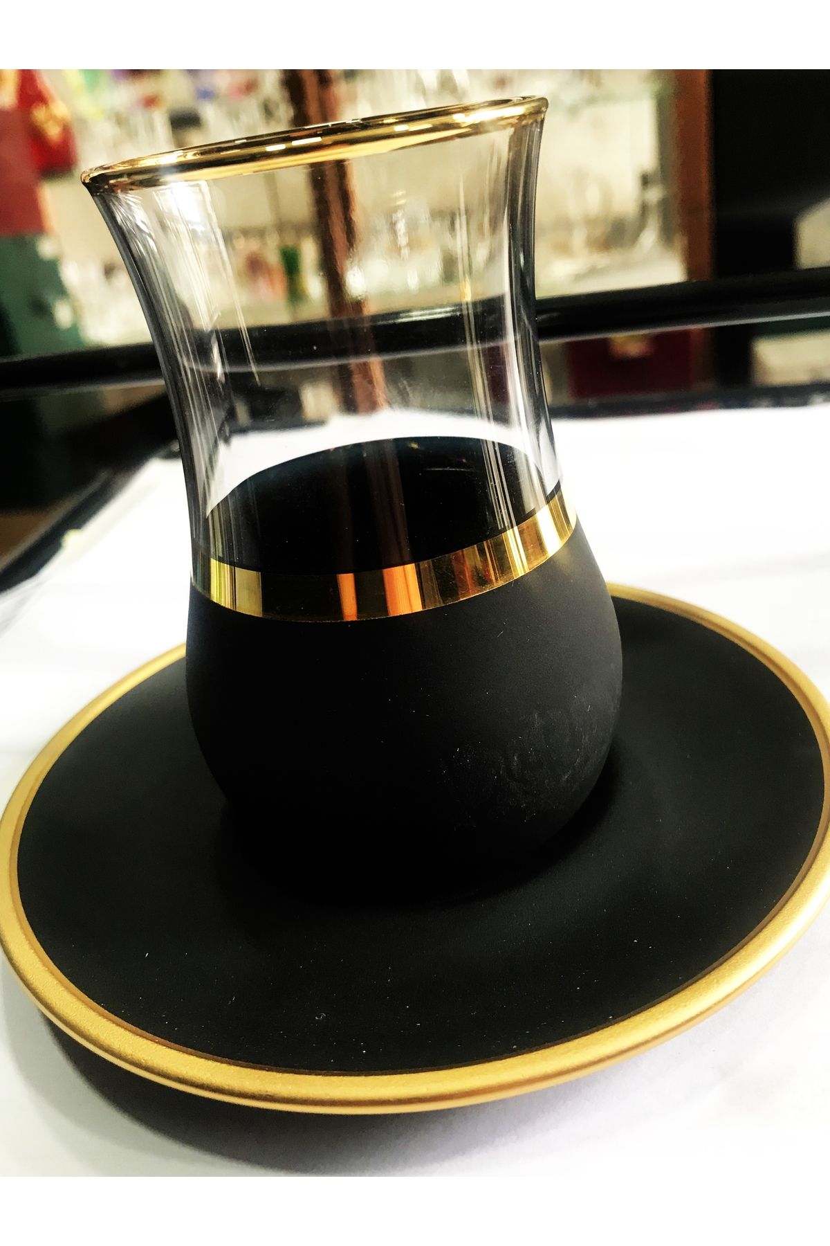 DECOSTYLE-Gold Black Plate 6 Personality Saddler 12 Pieces Tea Set 150 Cc 3
