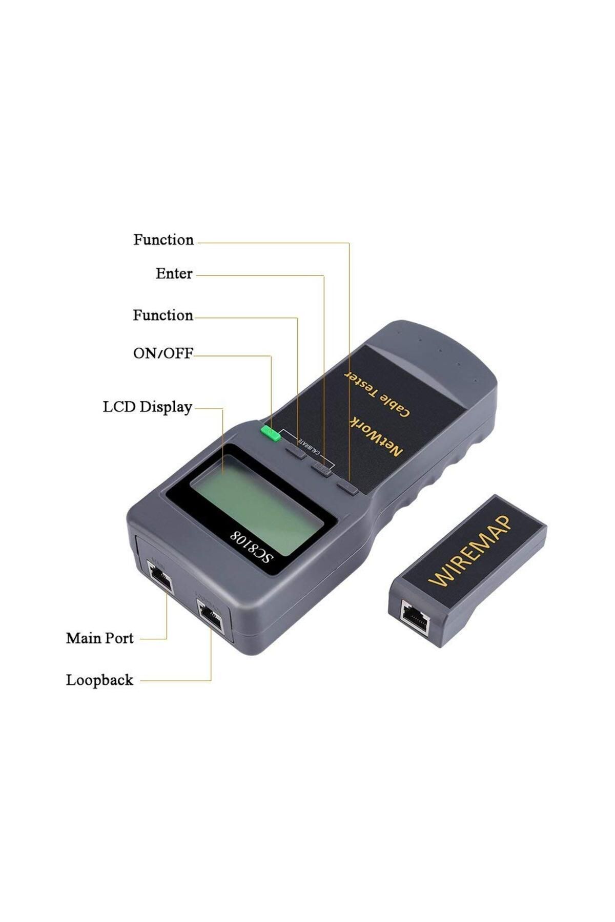 Ninth World-جهاز اختبار الشبكة المحمول SC8108 LCD، جهاز قياس كابلات الشبكة RJ45 Cat5e Cat6 UTP Unshield LAN وجهاز اختبار... 2