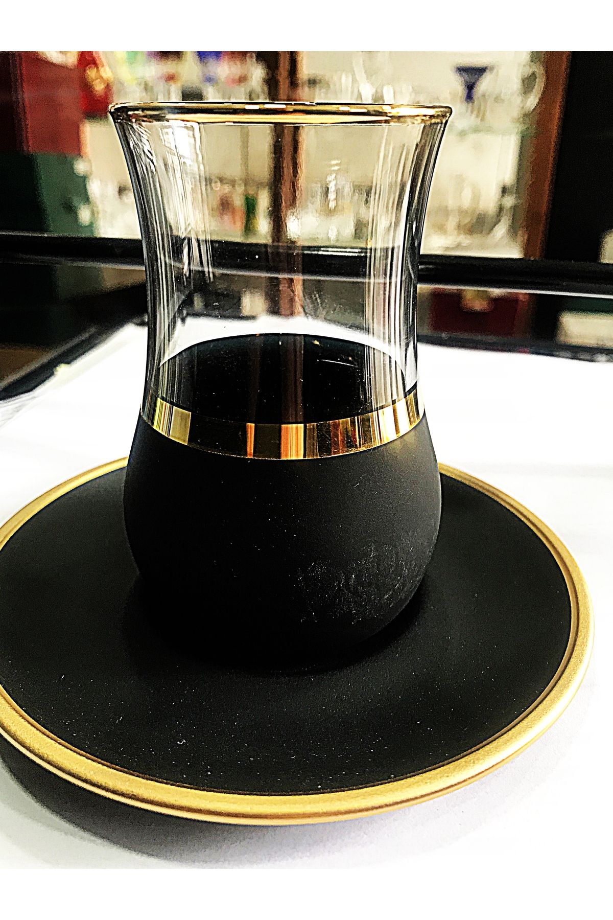 DECOSTYLE-Gold Black Plate 6 Personality Saddler 12 Pieces Tea Set 150 Cc 2