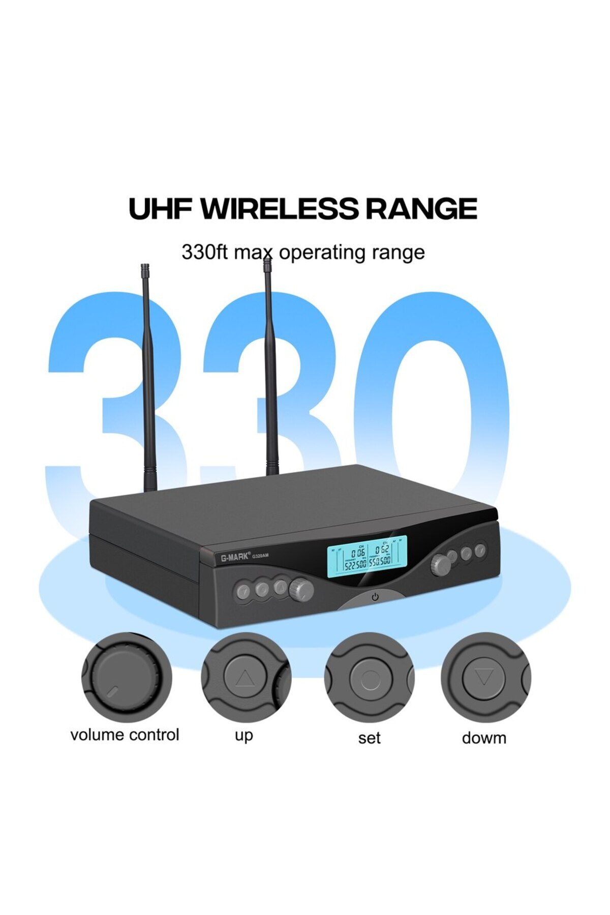 Choice-G320AM-EUplug Wireless Microphone G-MARK G320AM Professional UHF 2 Channels Karaoke Mic Handheld Aut 3