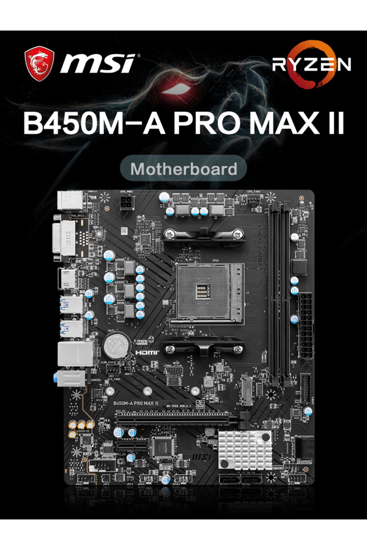 Choice-Motherboards MSI AMD B450M-A PRO MAX II New Motherboard Dual-channel DDR4 Memory M.2 SATAIII USB3.2 8