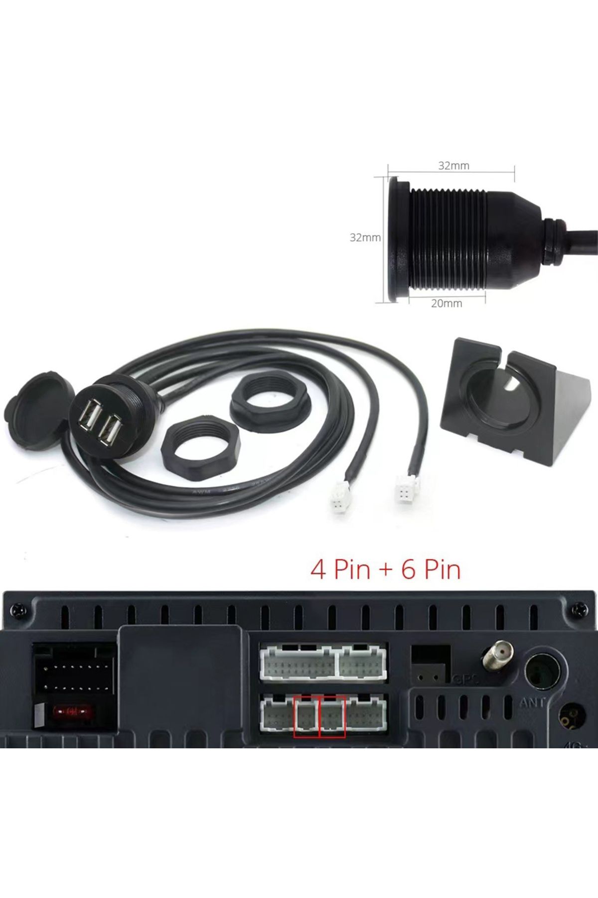 Choice-Car Radio Multimedia Player Car Dashboard USB Socket For Most Cars 4/6 Pin Dash Mount Dual USB Po... 2