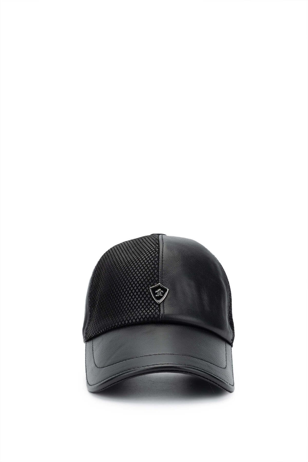 Tamer Tanca-Men's Genuine Leather Black Baseball Cap 2