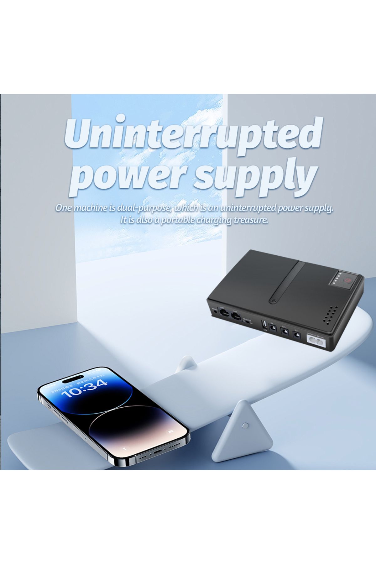 PINTUDY-Mini UPS Router Optical Cat Adapter Uninterruptible Power Supply DC Backup Power AC 110V 220V To ... 4