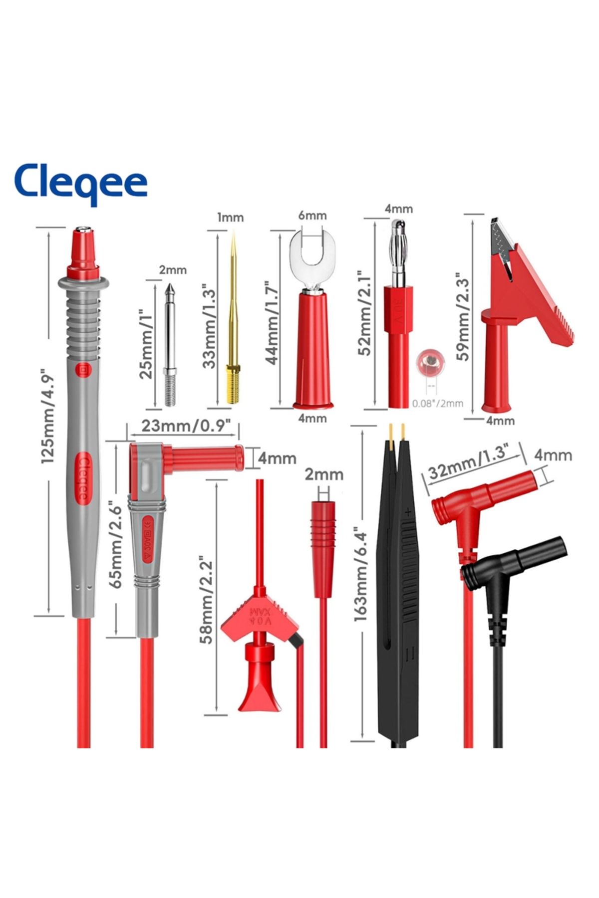 CLEQEE-مجموعة أدوات اختبار متعددة القياسات P1503E مكونة من 21 قطعة مع مجسات إبرة قابلة للاستبدال ومشبك التمساح 4 مم ... 6