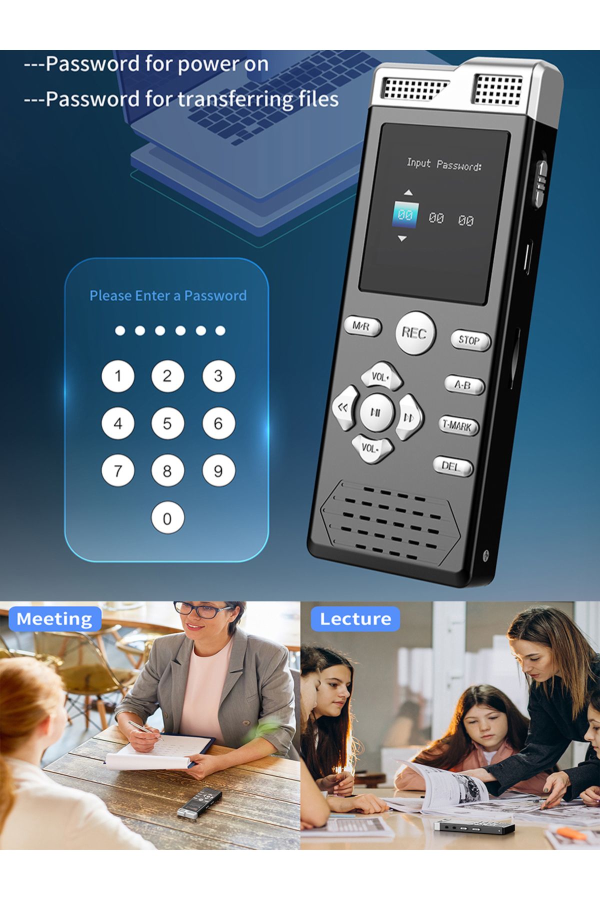 Choice-8G device storage Voice Activated Dual Microphone Recording Password Protection Line-in T-MARK Digit 7