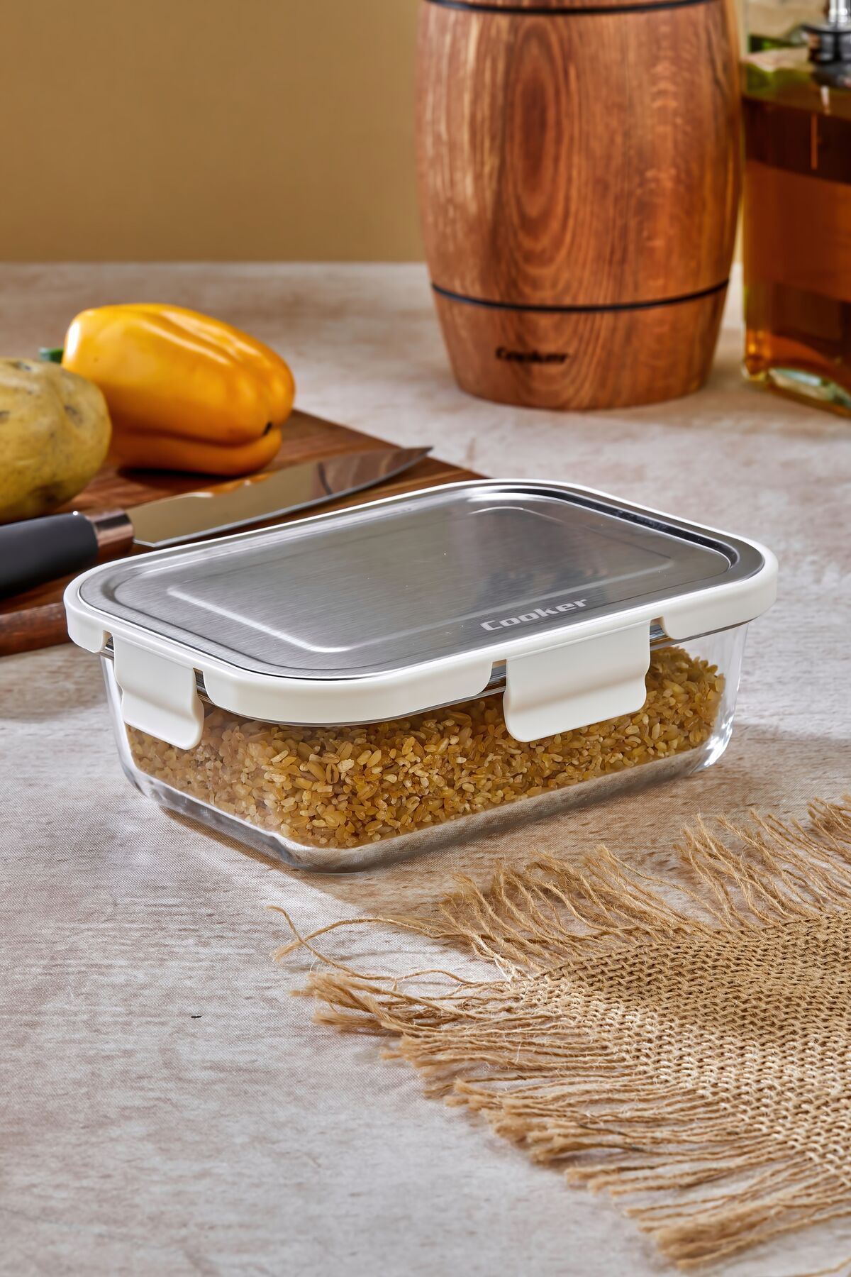 Cooker-حاوية تخزين زجاجية سعة 1000 مل – مانعة للتسرب، مع غطاء من الفولاذ المقاوم للصدأ، لحفظ الطعام 3