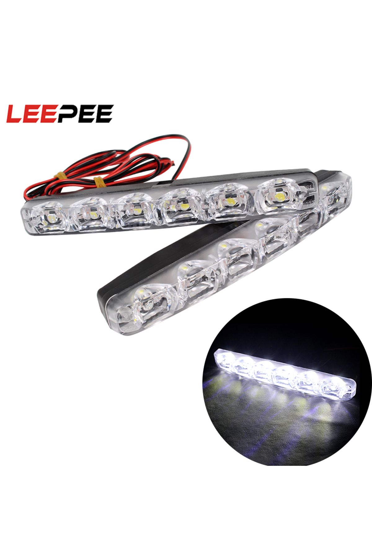 LEEPEE-1 Pair Drl Led Car Daytime Running Lights 6 Leds Dc 12v Auto Fog Light Driving Lamps Car-s... 1