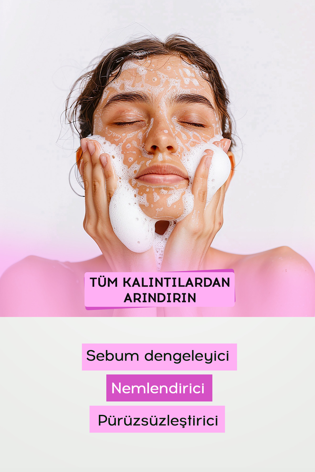 Yüz Temizleme Köpüğü Gül Suyu Ve Aloe Vera Yıkama Köpüğü Canlandırıcı, Ferahlatıcı Etkili 150 ml — yuztemizleme — تصویر 4 از 6