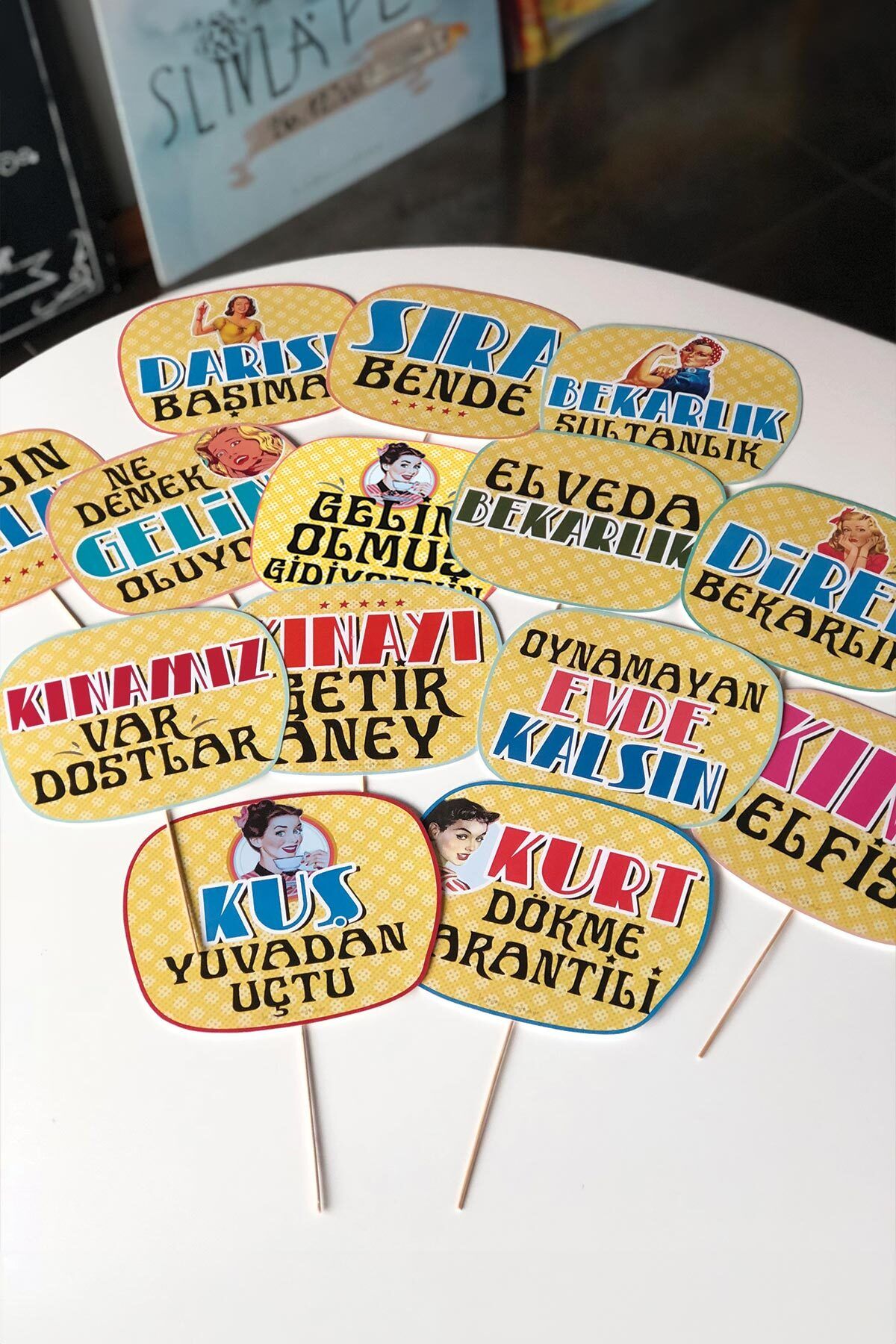 bi tutam mutluluk Kına Gecesi ,Bekarlığa Veda,Düğün Pop Art Konuşma Balonları 14 Adet