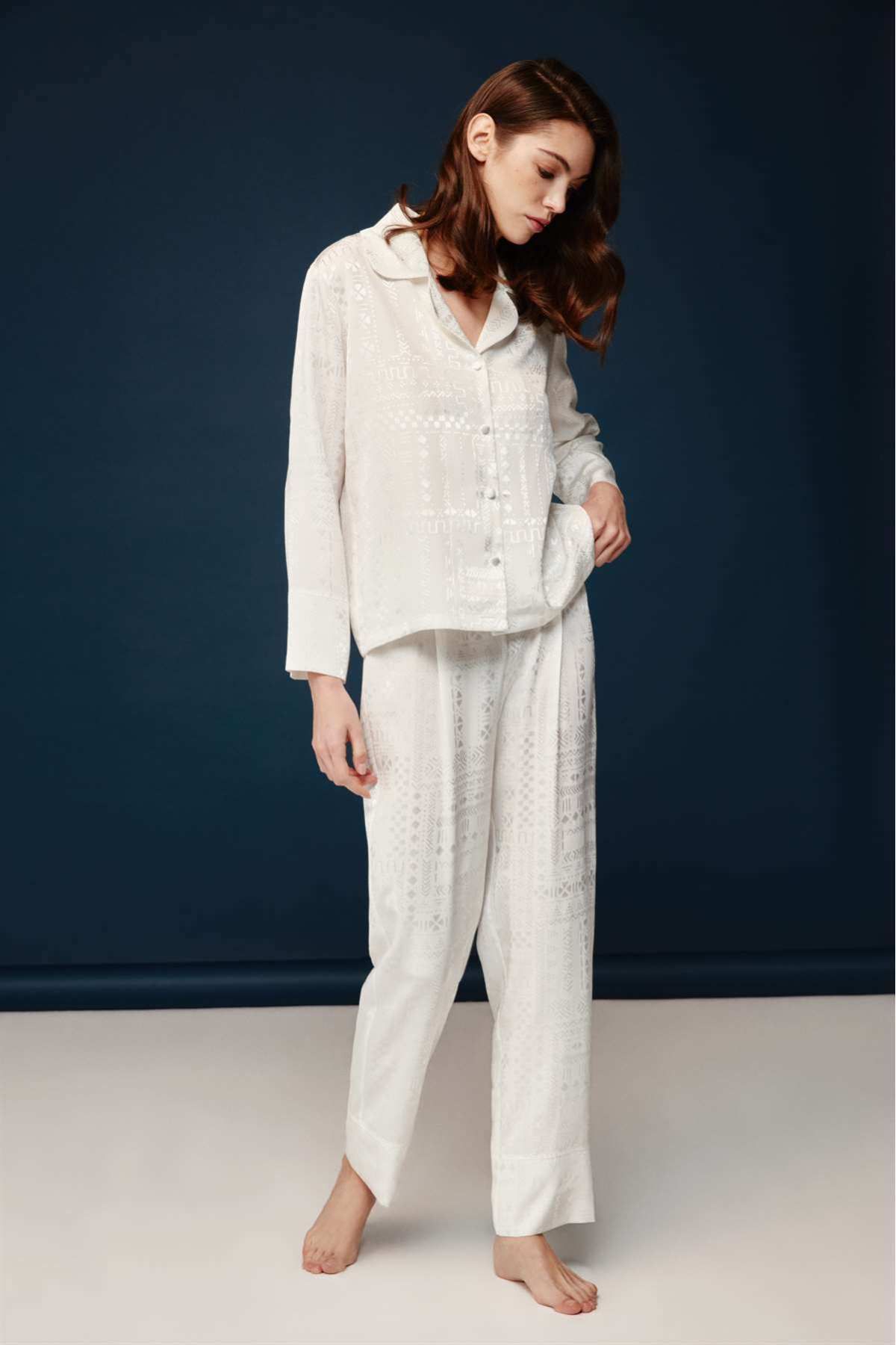 Bonnie Clyde-Bonnie&Clyde - Women's Ecru Buttoned Dowry Bottom&Top Set with Box - Ecru - Ilc2.30X01R7L 2
