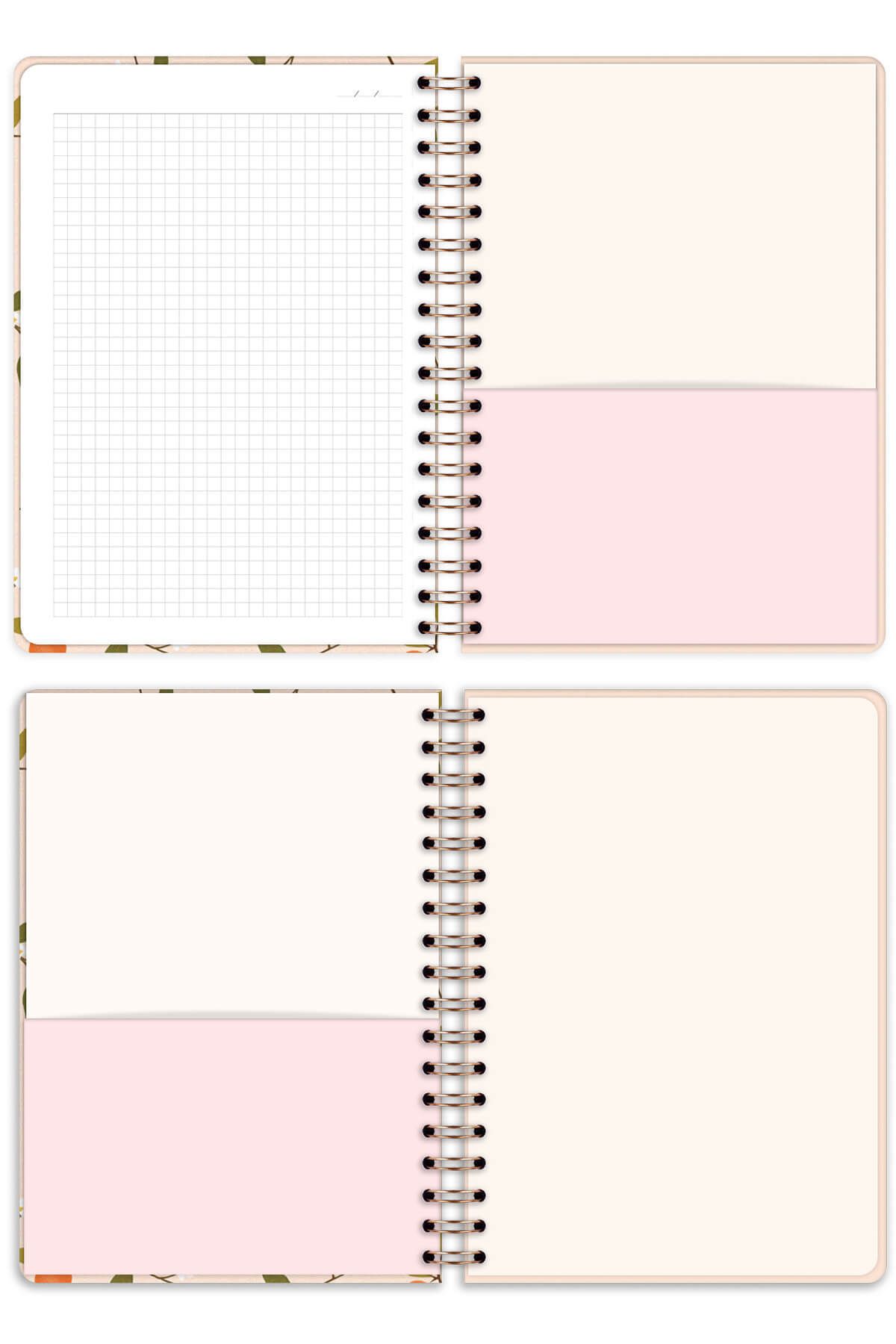 Matt Notebook-Blocnotes în spirală elastic A5 15x21 cm carouri nedatat Floare de portocal 7