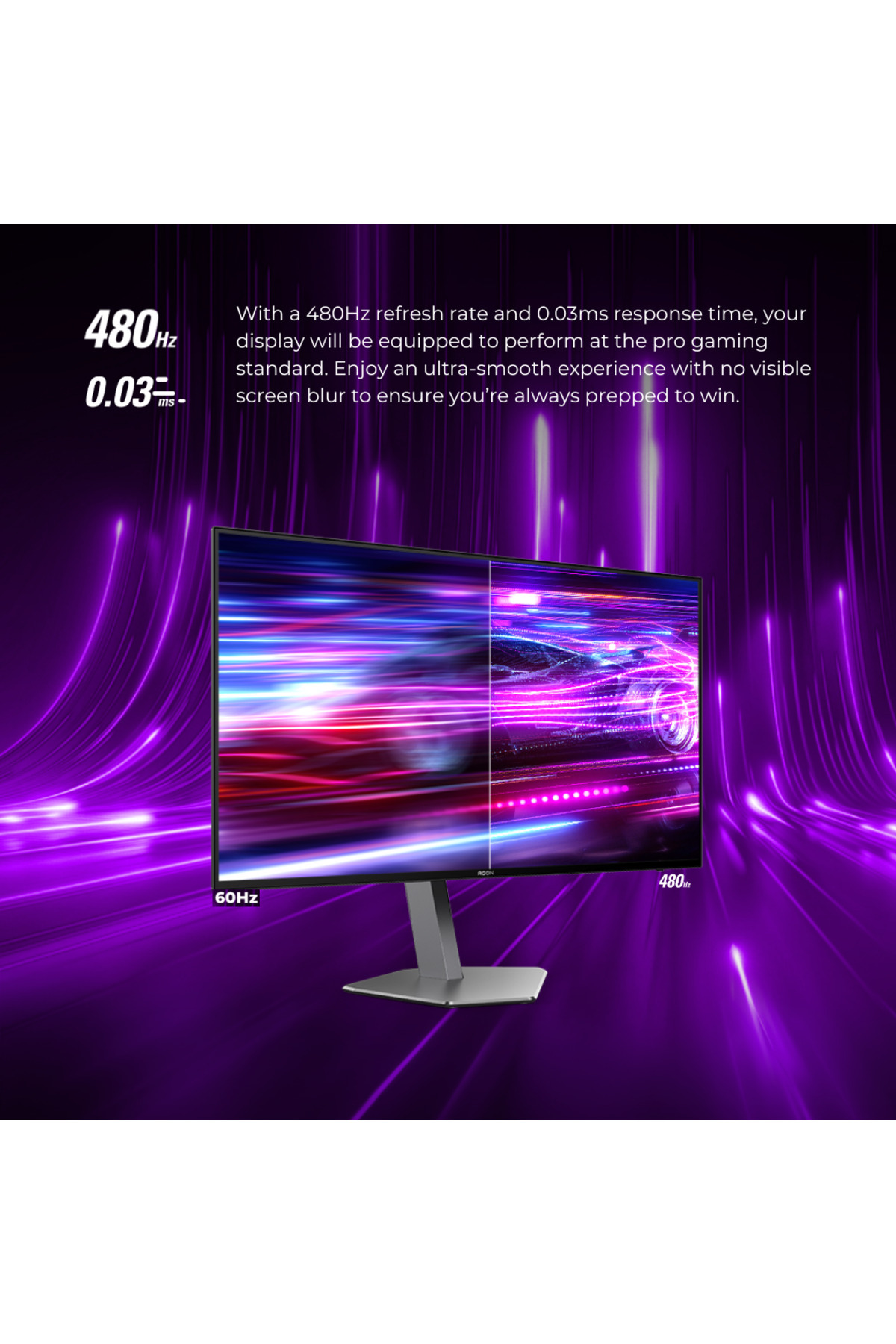 Aoc-AGON PRO AG276QKD - شاشة ألعاب OLED مقاس 27 بوصة QHD بمعدل تحديث 480 هرتز ووقت استجابة 0.03 مللي ثانية ومنفذ HDMI 2.1 - أسود 3