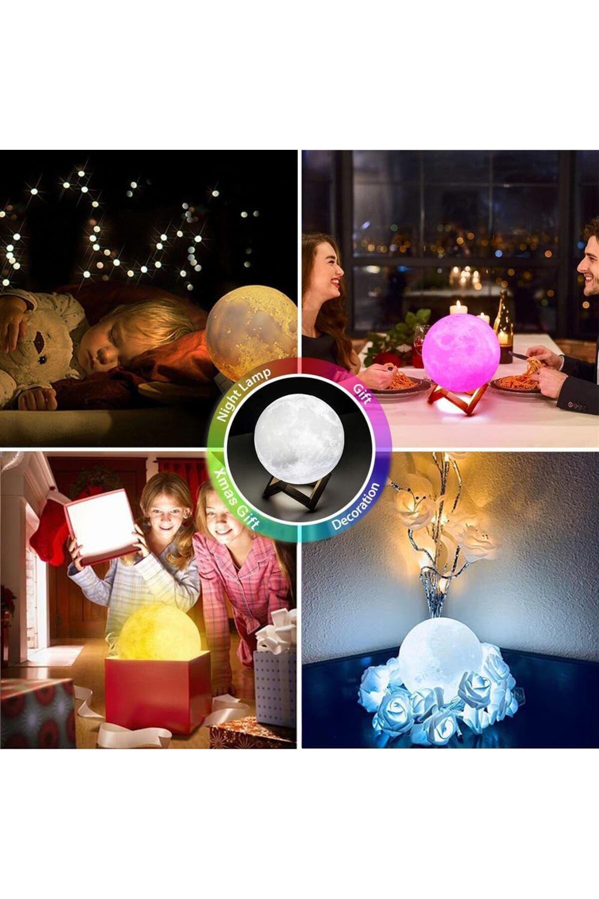 AWH-3D Printed Moon Lamp – Full Moon Night Light, Touch & Remote Control for Enhanced Convenience 4