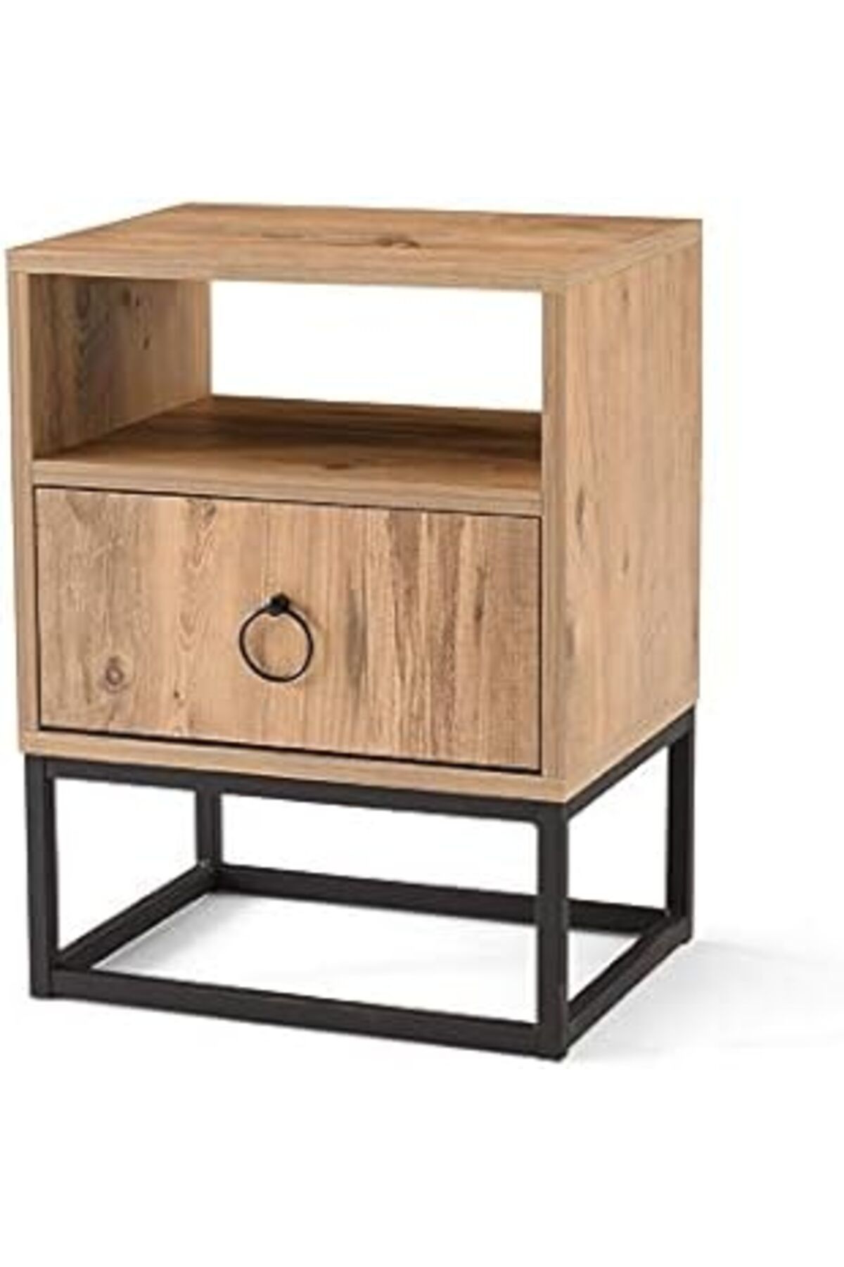 Hepta Collection Ferforje Ahşap Tarz Tek Çekmeceli Komodin 46X36X62