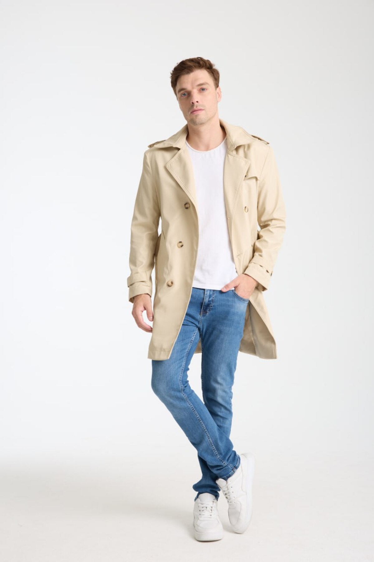 İLKCET MODA  Erkek Su Geçirmez Regular Trençkot - Görsel 4