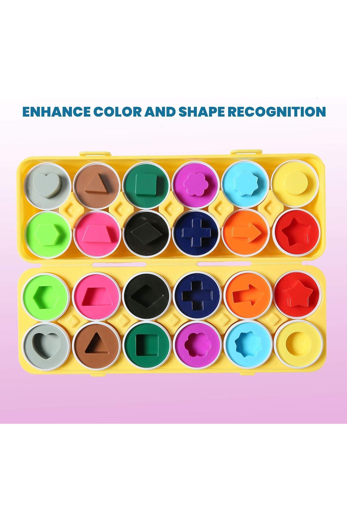 AWH-Fun Egg Matching Toy, 12-Pack STEM Easter Eggs, Shape & Color Sorting Puzzle for Toddlers 2