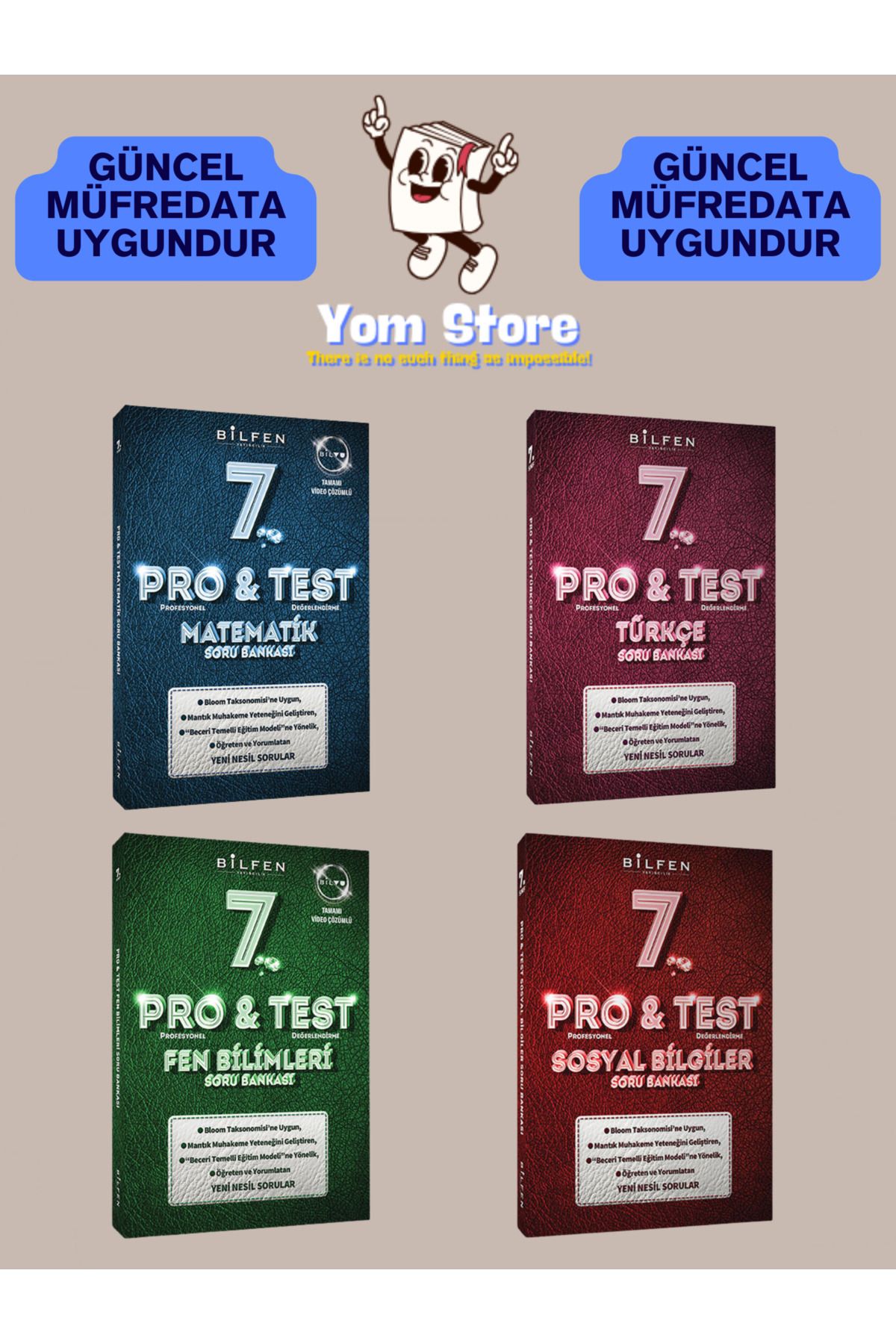 Bilfen Yayıncılık 7. Sınıf Pro Test Matematik + Türkçe + Fen Bilimleri + İnkılap Tarihi SET Soru Bankası