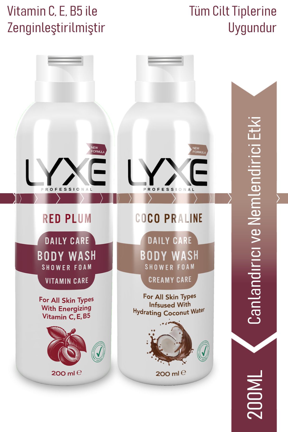 LYXE Red Plum - Coco Praline 2'li Duş Köpüğü, 200 ml