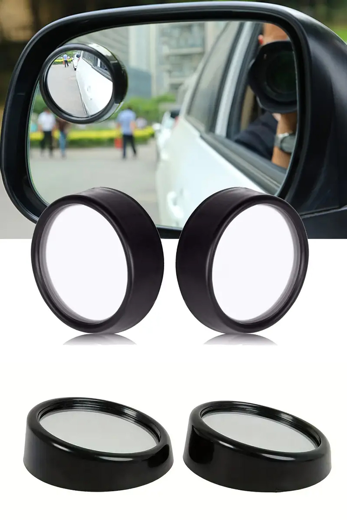 Nactumu Universal Fit Yuvarlak Cam Yan Ayna, 360° Geniş Açılı Blind Spot Araba Arka Görüş Aynası