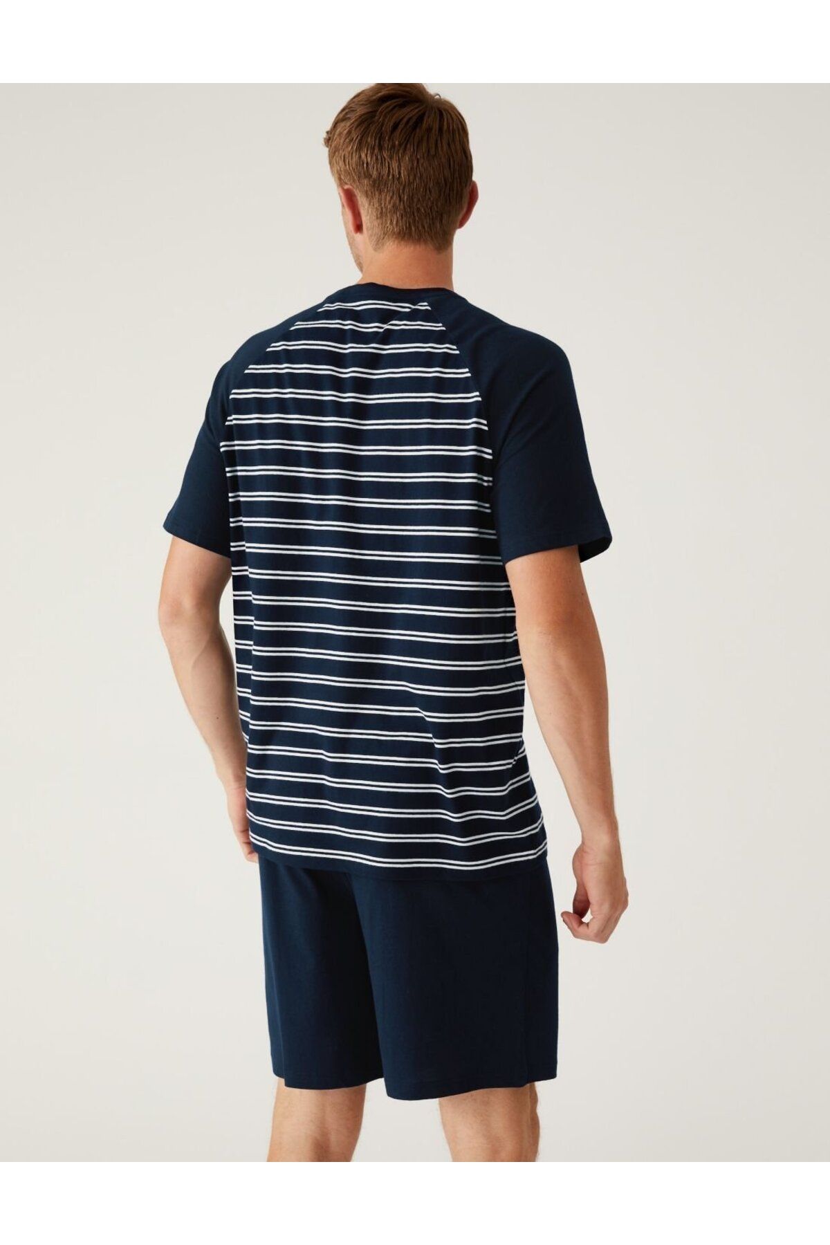 ست پیژامه مردانه مجموعه لباس خواب آستین کوتاه پنبه خالص Marks & Spencer