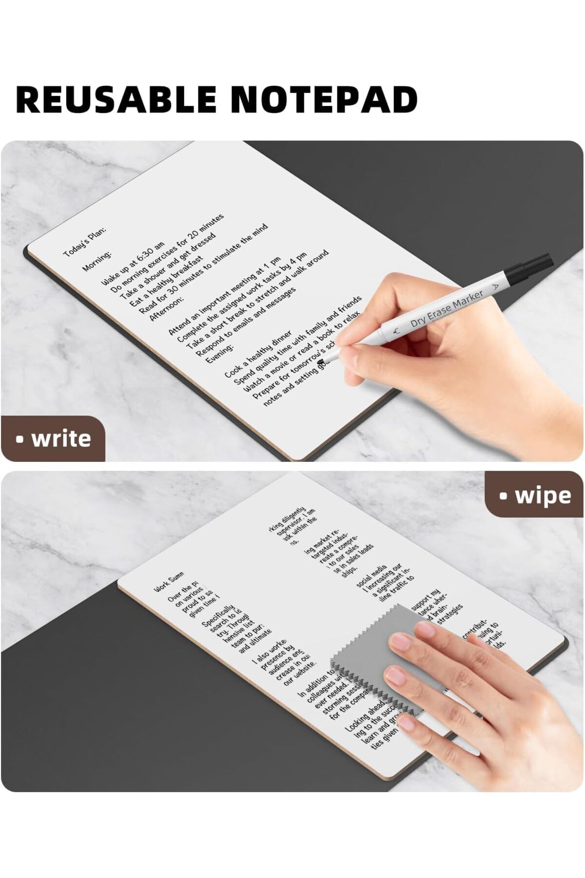 erorex-Small Dry Erase Board With Stand For Desk 9.5 * 6.6In Portable Reusable Desktop Notepad Memo White 3