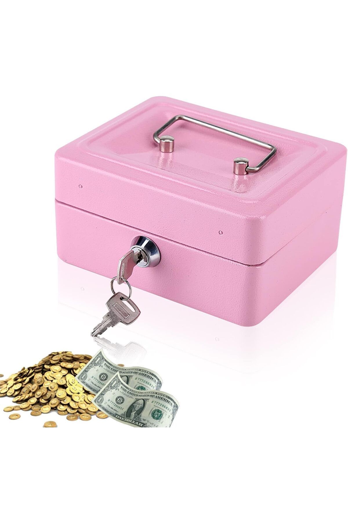 erorex-Mini Cash Box Fireproof Waterproof Box With Key Lock Metal Security Box With 2 Key Metal Small 1