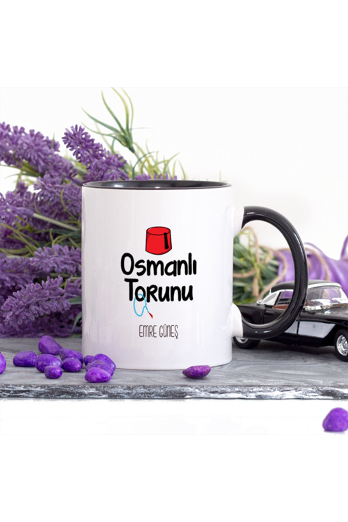 feifei Kişiye Özel Lacivert Renkli Osmanlı Torunu Kupa Bardak