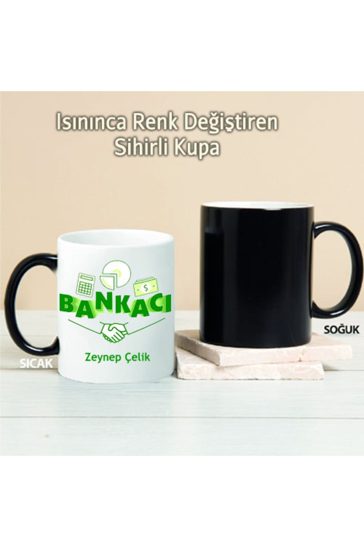 feifei Bankacı Kişiye Özel Sihirli Kupa Pi85