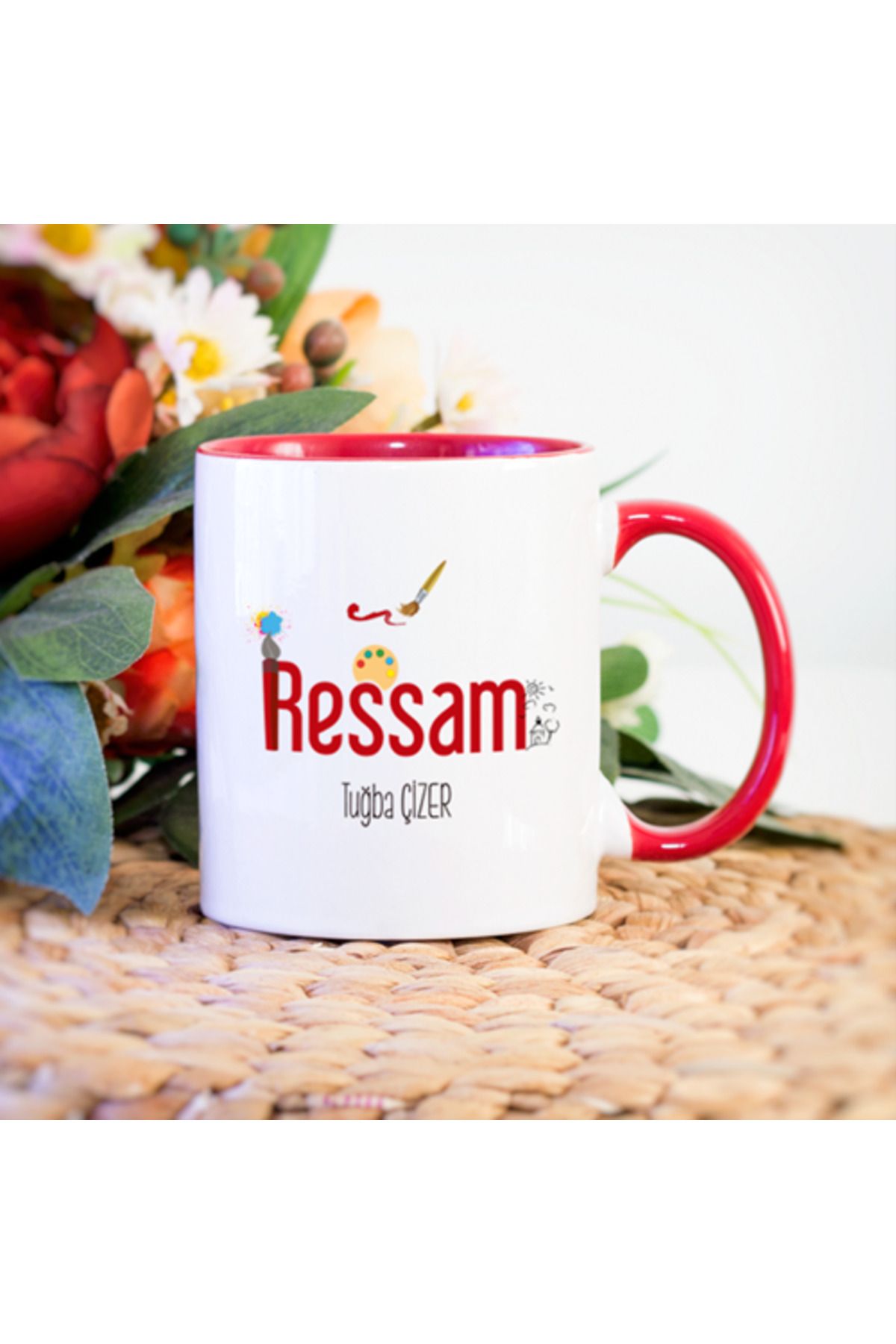feifei Kişiye Özel Ressam Kupa Bardak - Kırmızı
