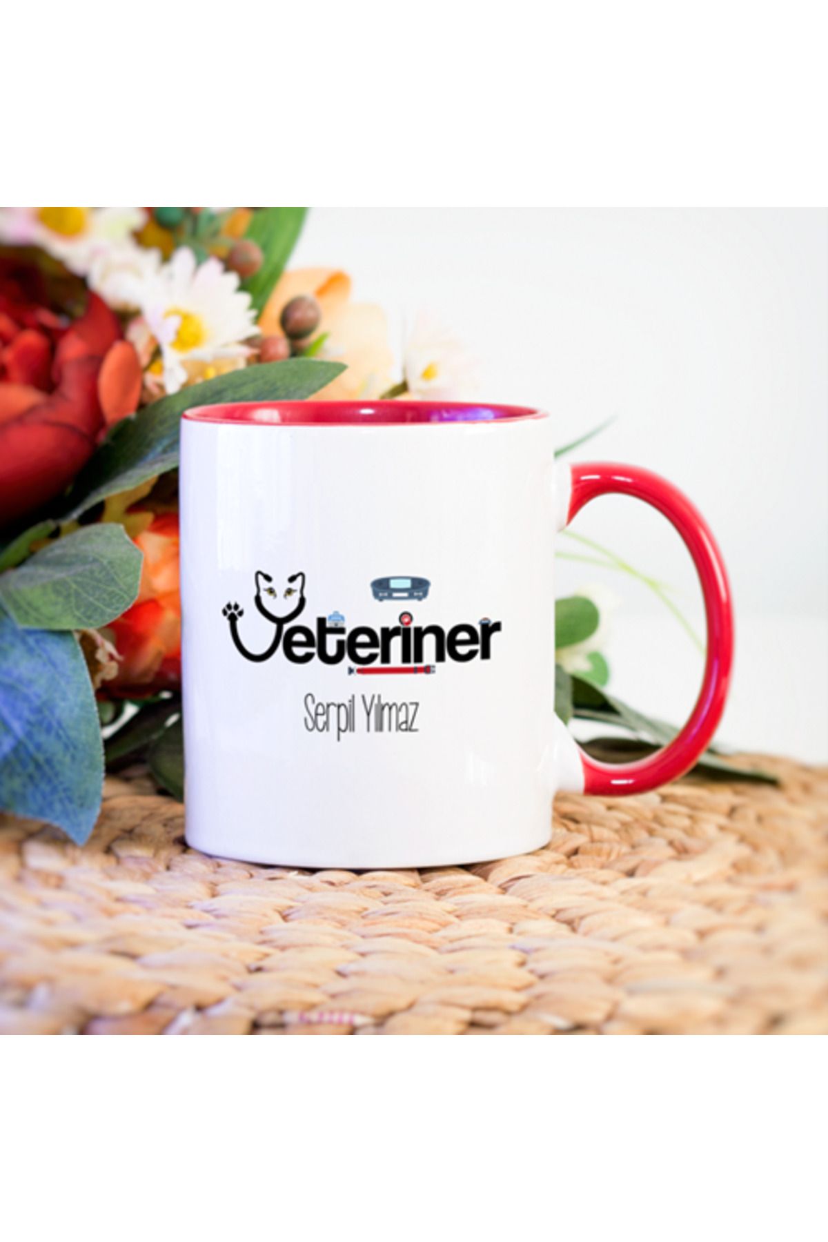 feifei Kişiye Özel Veteriner Hekim Kupa Bardak - Kırmızı