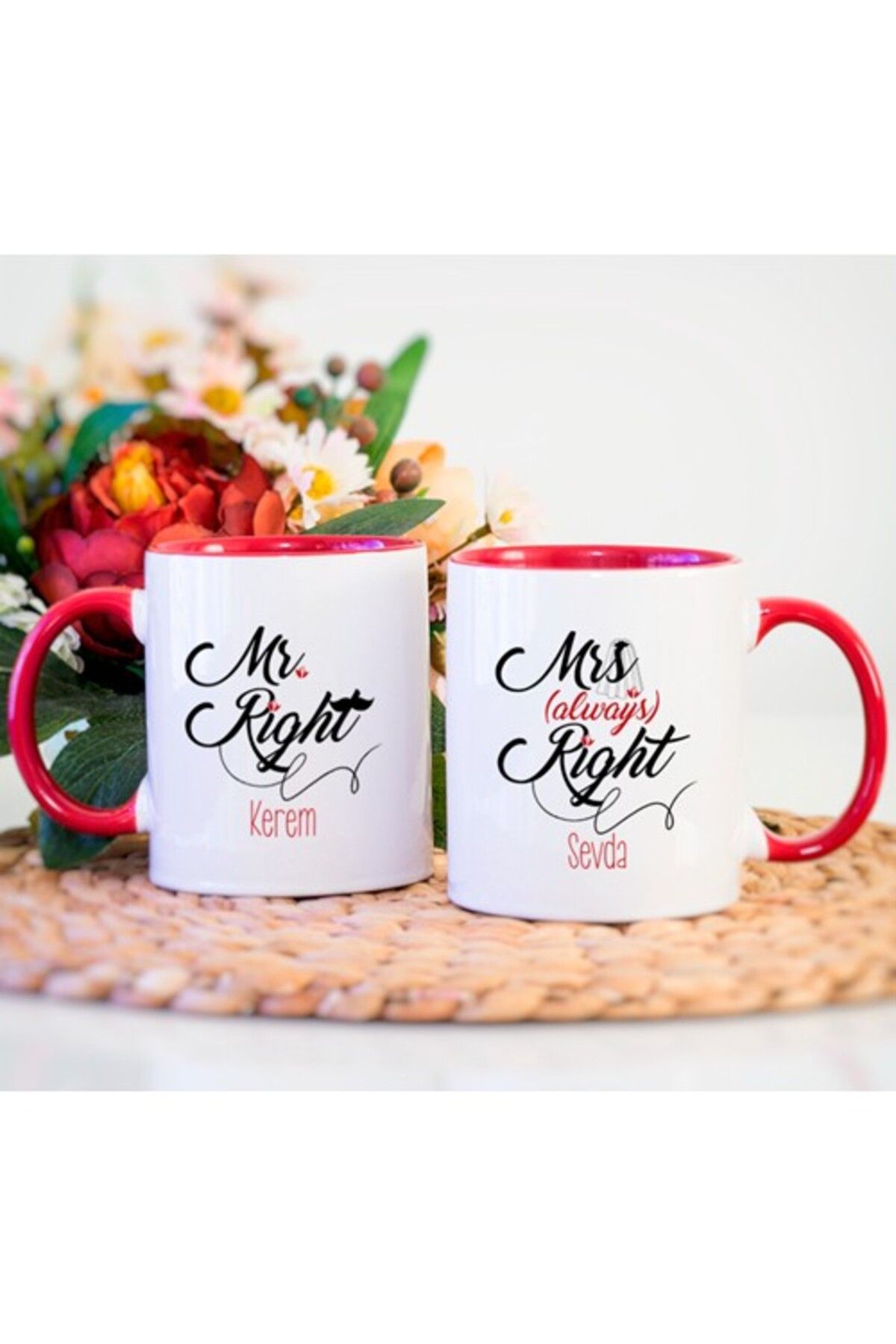 feifei Kişiye Özel Mr. Right And Mrs. Always Right Kupa Bardak - Kırmızı