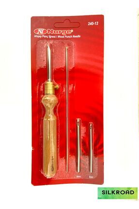 Silkroad Kalın Ahşap Saplı Panç Tığı - 3mm - 4mm - 5mm 3 Adet Iğne Seti