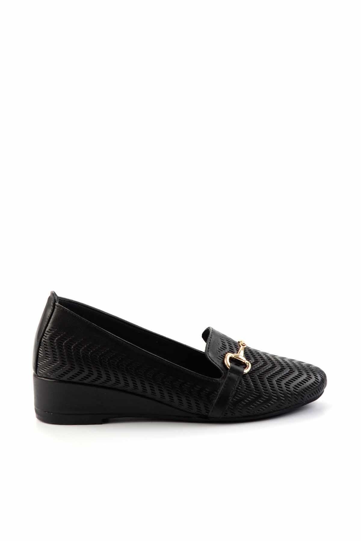 Bambi Czarne, Skórzane, Damskie Buty Na Koturnie 03 Kobieta - 39