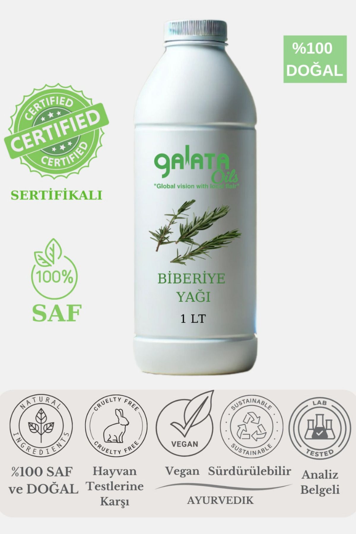 Galata Oils-100% Pure and Natural Rosemary Animal Oil (Rosemary Essential Oil) 1 Lt 1