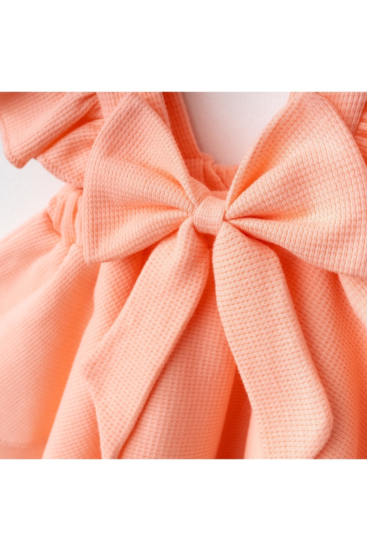 Baby Kız Bebek Fiyonklu %100 Pamuk Şık Jile Etek Elbise Dantelli Çıtçıtlı Body Doğumgünü Özelgün Takım fotoğrafı 3 (önizleme)